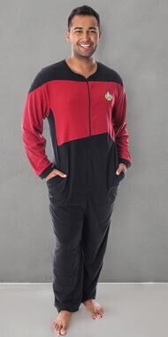 Star Trek The Next Generation Command Uniform Pajamas Costume Onesie Adult Lg/XL